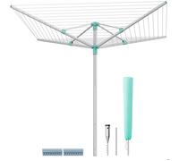 Séchoir à linge rotatif réglable en hauteur de 60 m, pour 6 charges de machine à laver, jardin, avec manchon de sol, pinces à linge, argenté/vert