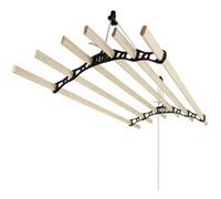 Etendoir à Linge Suspendu de 1,2 Mètre, 6 Lattes en Pin, Supports et Poulie Noirs Noir G