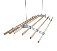 Etendoir à Linge Suspendu de 1,2 Mètre, 6 Lattes en Pin, Supports & Poulie Blanc Blanc G