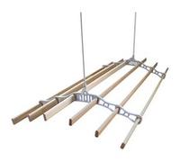 Etendoir à Linge Suspendu de 1,2 Mètre, 6 Lattes en Pin, Supports & Poulie Blanc Blanc G