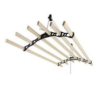 Etendoir à Linge Suspendu de 2,4 M, 6 Lattes en Pin Vernissés Poulie Noir Fonte colouNegro G