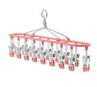 Étendoir à Linge Suspendu Métallique , Rose, double rangée 18 pinces