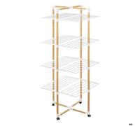 5five Étendoir à linge tour BARA – 40 m – 4 roues – effet bois