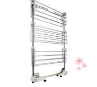 Étendoir à Linge Vertical en Acier Inoxydable à 3 Niveaux, Tour de séchage intérieure avec Bras Pliables, Gain de Place, Couleur Argent.
