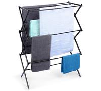 Séchoir à linge vertical extensible - Vilde - Métallique - Noir - 44,5-75x37,5x105 cm - 11 barres de séchage