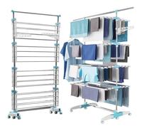 FACILITYS Étendoir Linge Pliable 172 x 67 x 168 cm, 30 m d'étendage - Pieds Rabattables à 6 Roulettes