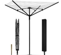 Étendoir à parapluie d'extérieur robuste, 12 lignes avec espace de séchage de 40 m, cadre en acier et hauteur réglable, corde à linge parapluie à 4 bras pour linge, étendoir à linge pliable pour