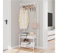 Étendoir à vêtements Robuste, Rails à vêtements avec étagère de Rangement inférieure à 2 Niveaux, Cintre autoportant en métal for vêtements, Manteau et Robe(White)