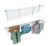 Étendoir balcon pliable et inclinable anti-rouille - blanc - 162x63x8 cm DUO