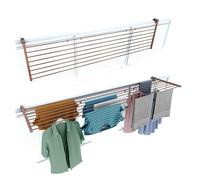 Étendoir balcon pliable et inclinable anti-rouille - corten - 162x63x8 cm DUO