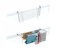 Étendoir balcon pliable et inclinable pour extérieur - blanc - 102x63x8 cm DUO