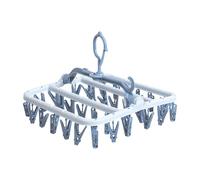 Étendoir Chaussette 32 Pinces, Séchoir à Linge Pliant Suspendu, Étendoir Intérieur/Extérieur Antidérapant pour Chaussettes, sous-Vêtements, Serviettes & Petits Vêtements - Plastique PP Durable