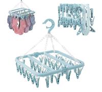 Etendoir Chaussette avec 32 Pinces,Etendoir Linge Interieur Extérieur Suspendre,Mini sèche-Linge Pliable à Suspendre,Sechoir a Linge Rotatif Pliant,pour Chaussettes,sous-Vêtements et Petits Vêtements