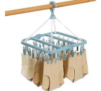 Etendoir Chaussette Avec 32 Pinces, Etendoir Linge Interieur Extérieur Suspendre, Pinces De Séchage Pour Serviettes, Cintre Pivotant Coupe-vent Pour Chaussettes, Sous-vêtements, Soutiens-gorge