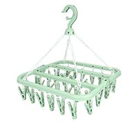 Etendoir Chaussette, Étendoir à Linge à Suspendre avec 32 Pinces en à l’épreuve du Vent, Séchoir Chaussettes Pliable Lingerie pour Chaussettes,Sous-vêtements,Vêtements de Bébé,Serviettes(Vert)