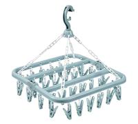 Etendoir Chaussette, Étendoir à Linge à Suspendre avec 32 Pinces, Etendoir Linge Interieur Extérieur Suspendre, Sechoir a Linge Rotatif Pliant, pour Chaussettes,Sous-Vêtements et Petits Vêtements,Bleu