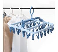 Étendoir Chaussette, Étendoir à Linge à Suspendre Avec 32 Pinces, Étendoir, Seche Linge Pliable, Séchoir À Suspendre Intérieur Pour Chaussettes, Sous Vêtements, Chaussures, Gants, Chapeaux (Bleu)