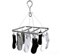 Etendoir Chaussette, étendoir à Linge de Camping, Séchoirs à Chaussettes avec 16 Pinces, Pince à Linge, Cintre pour Vêtements, sous-vêtements et Chaussettes