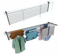 Étendoir de balcon pliable acier inox + aluminium, 202 cm, robuste, fixation balustrade, couleur anthracite