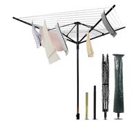 Etendoir Linge Extérieur - Antidérapantes, Séchoir Parapluie - Résistantes aux UV, Séchoir à Linge d'extérieur avec Housse de Protection, Douille en Métal à Planter dans Le Sol, Etendoir à Linge 50m
