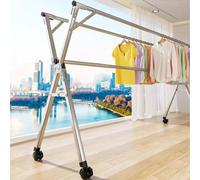 Etendoir Linge Interieur XXl avec Poulies ,Grande Capacité 3 Bar Etandoire à Linge Intérieur Pliant e Extensible,Hauteur 128cm,Etandoire à Linge en Inox pour Extérieur,Without shoe support,200cm