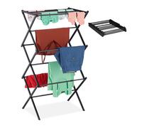 Relaxdays Étendoir à Linge, Pliable, 11 Barres, 6 Niveaux, Extensible, métallique, HxLxP : 107 x 73 x 37 cm, Noir