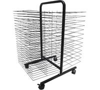 Étendoir mobile pour art - 50 étagères, 4 roues, noir métal en acier, double face, papier A3 à peindre pour œuvres d'art dans les salles de classe, les studios d'art et les écoles (38 couches)