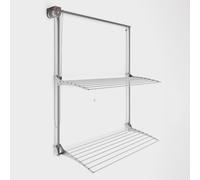 Foxydry Wall, étendoir à Linge Mural Coulissant, Rabattable, 152 cm | aluminium et acier inoxydable, antirouille, 2 grilles, étendoir mural vertical, intérieur ou extérieur, supporte 20 kg, blanc