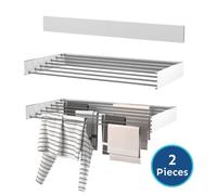 Étendoir mural escamotable Wasophoogte® - 120 cm - 8 4 m de longueur de séchage - Blanc - 2 pièces