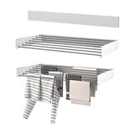 Étendoir mural escamotable Wasophoogte® - 120 cm - 8 4 m de longueur de séchage - Blanc