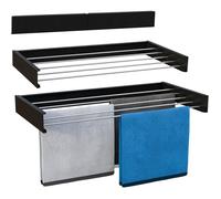 Étendoir mural extérieur pliable 80 × 40 cm, gain de place, séchoir compact noir