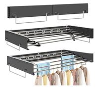 Étendoir Mural Pliable 100 cm 6 Barres Inox 4M Surface Séchage Gain de Place Intérieur/Extérieur Noir