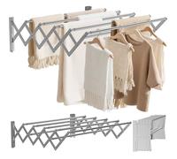 Étendoir mural pliant inox 7 barres largeur extensible 65-127 cm porte-serviettes intégré charge 25 kg idéal buanderie