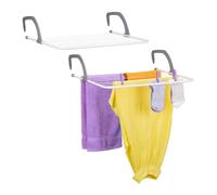 Relaxdays Étendoir, Lot de 2, sèche-Linge à accrocher, pour Balcon, radiateur & Camping, Peu encombrant, 7 Cordes séparées, Blanc