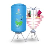 Étendoirs Mini Machine de Séchage, Sèche-linge Électrique à Faible Bruit, Séchoir à Linge Chauffant de Grande Capacité 15 Kg, Étendoir à Linge avec Minuterie Réglable, 1000 W Bleu Double (Bleu Si