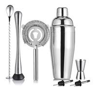 Etens Ensemble shaker à cocktail et kit de bar - Mélangeur de boisson en acier inoxydable de 680,4 g pour barman - Kit complet à cocktail avec passoire, pilon, outils de mélangeur d'alcool