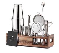 Etens Mixology Kit de Barman | Ensemble Shaker à Cocktail Boston avec Support, Ensemble d'outils de Bar avec Organisateur pour la Fabrication de Boissons à la Maison
