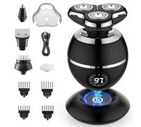 ETENTOUS Rasoir Electriques Hommes, 5 en 1 Rasoirs à Têtes Rotatives - 3D Tondeuse à Barbe Utilisation Humide et Sèche Rasoir Rechargeable avec Ecran LED, Rasage IPX7 Etanche.