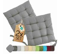 etérea Coussin de Chaise 40x40 cm Gris - Galette avec Liens, Mousse Indéformable, Intérieur & Extérieur, Lot de 2 pour Chaise de Jardin, Salle à Manger & Banc