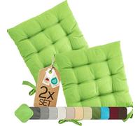 etérea Coussin de Chaise 40x40 cm Vert Pomme - Galette avec Liens, Mousse Indéformable, Intérieur & Extérieur, Lot de 2 pour Chaise de Jardin, Salle à Manger & Banc