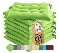 etérea Coussin de Chaise 40x40 cm Vert Pomme - Galette avec Liens, Mousse Indéformable, Intérieur & Extérieur, Lot de 8 pour Chaise de Jardin, Salle à Manger & Banc