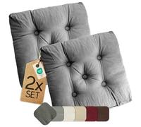 etérea Himmlische Qualität Lot de 2 Coussins d’Assise Heidi 42x42 cm - 8 cm d’épaisseur - Anthracite - Coussins de Chaise et de Sol pour intérieur et extérieur, Cuisine, Salle à Manger, Jardin