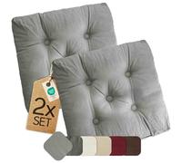 etérea Himmlische Qualität Lot de 2 Coussins d’Assise Heidi 42x42 cm - 8 cm d’épaisseur - Gris - Coussins de Chaise et de Sol pour intérieur et extérieur, Cuisine, Salle à Manger, Jardin