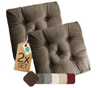 etérea Himmlische Qualität Lot de 2 Coussins d’Assise Heidi 42x42 cm - 8 cm d’épaisseur - Marron- Coussins de Chaise et de Sol pour intérieur et extérieur, Cuisine, Salle à Manger, Jardin