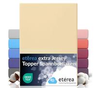 etérea Premium Topper Drap Housse 120x200-120x220 cm Nature Epaisseur 5-10 cm - 100% Coton - Oekotex Drap-Housse Matelas Lit Housse de Couette - draps-de-lit 120x200cm - 120x220cm Nature