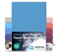 etérea Premium Topper Drap Housse 140x200-160x220 cm Bleu Clair Epaisseur 5-10 cm - 100% Coton - Oekotex Drap-Housse Matelas Lit Housse de Couette - draps-de-lit 140x200cm - 160x220cm Blue