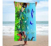 ETERIO Serviette de Plage 100x200 cm Océan, Serviette de Plage Grande Microfibre pour Enfants Femme Homme, Serviette de Bain Coton Dauphin, Drap de Plage Légère Portable pour Natation Voyage