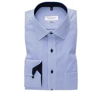 ETERNA Comfort Fit Chemise d'affaires en coton à manches longues pour homme Col Kent Infroissable Manchettes combinées, Rayures bleu foncé, 45