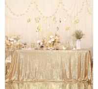 Eternal Beauty Nappe rectangulaire à paillettes pour mariage, Halloween, Noël, banquet, Nouvel An (or clair, 152 x 305 cm, rectangulaire)