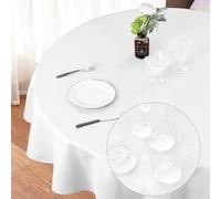 Eternal Beauty Nappe ronde anti-plis, imperméable et lavable en machine, 178 cm, pour la maison, la salle à manger, les fêtes, les restaurants (blanc)
